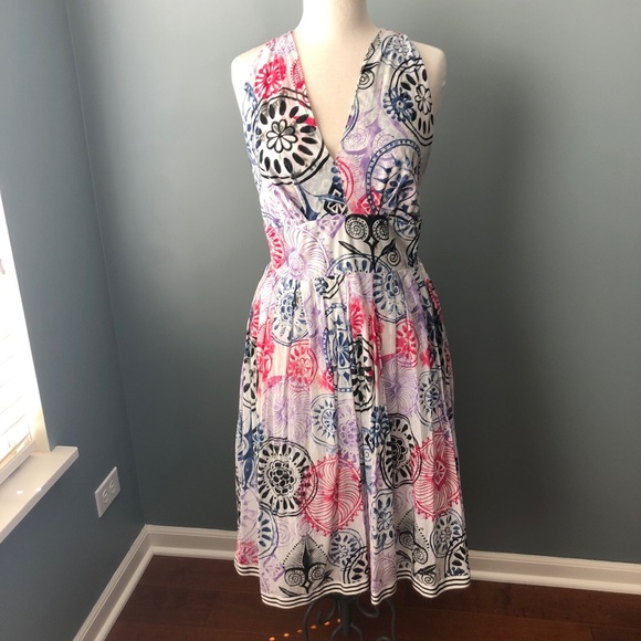 Adam Lippes Multicolor Patterned Cross Back Dress - Picture 1 of 6